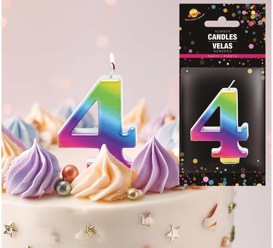 Vela Metálica Multicolor Nº 4, 8 cm