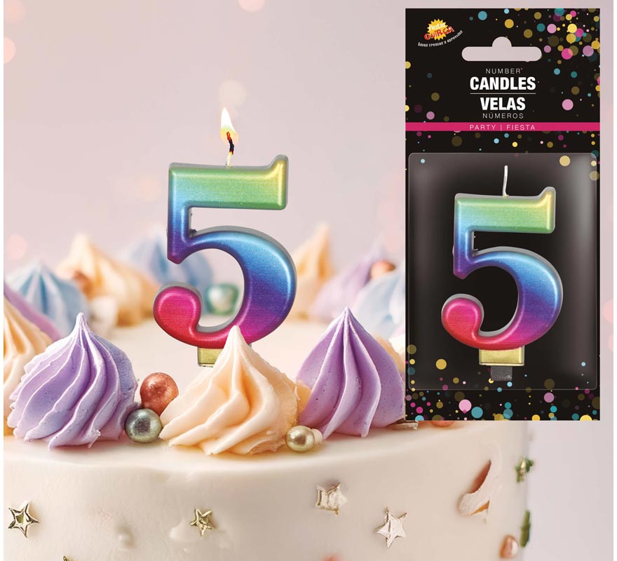 Vela Metálica Multicolor Nº 5, 8 cm Vela Metálica Multicolor Nº 5, 8 cm