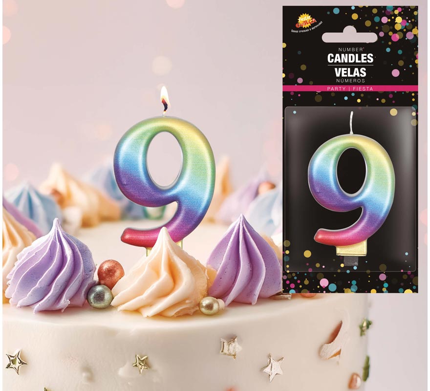 Multicolor Metallic Candle No. 9, 8 cm