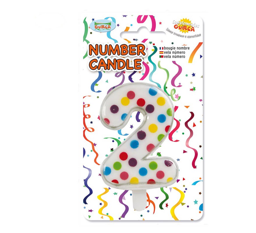 Vela Pontos coloridos com o número 2.