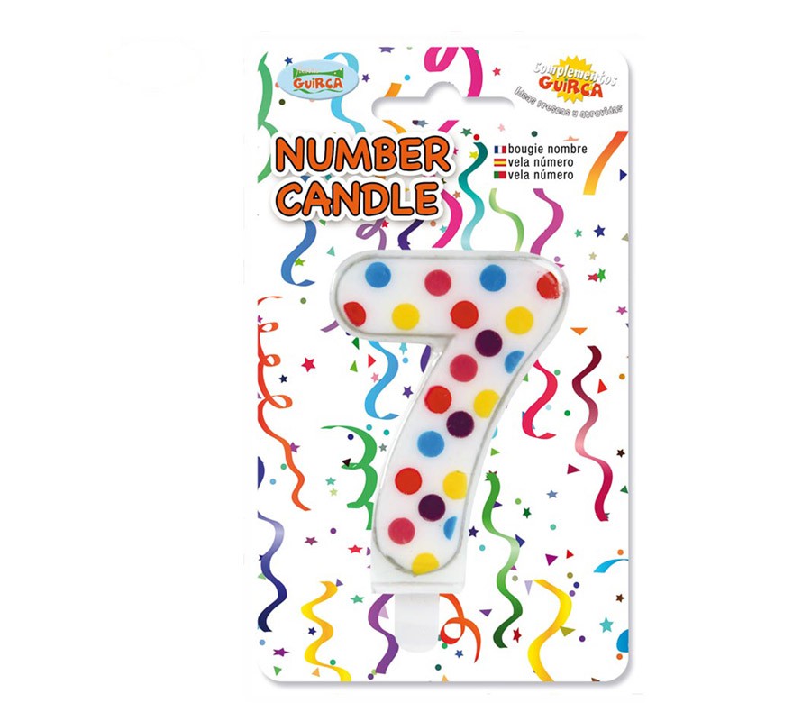 Vela Pontos coloridos com o número 7.