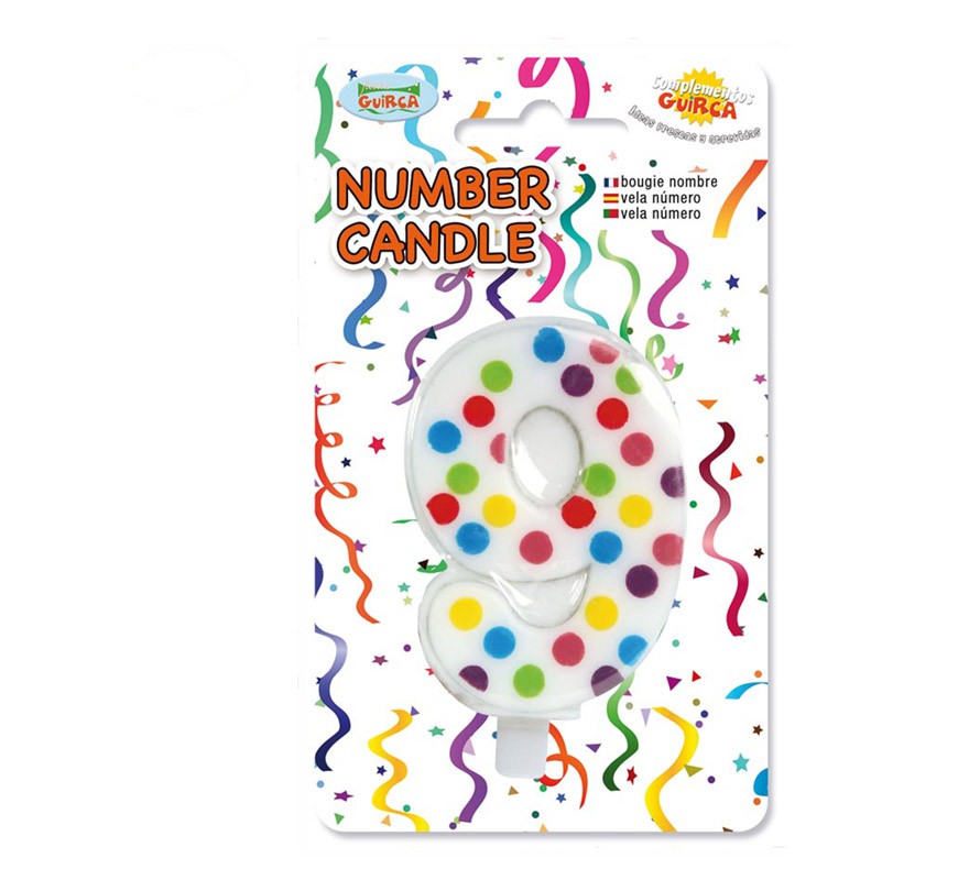 Vela Pontos coloridos com o número 9. Vela Pontos coloridos com o número 9.