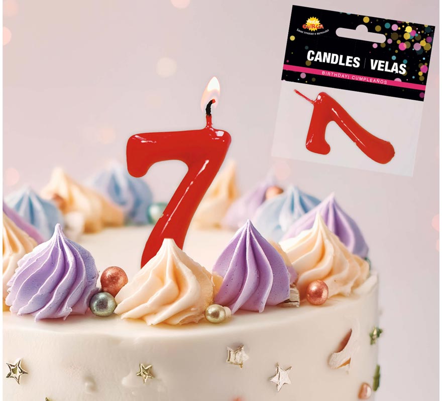 Red candle with the number 7 for birthday Red candle with the number 7 for birthday
