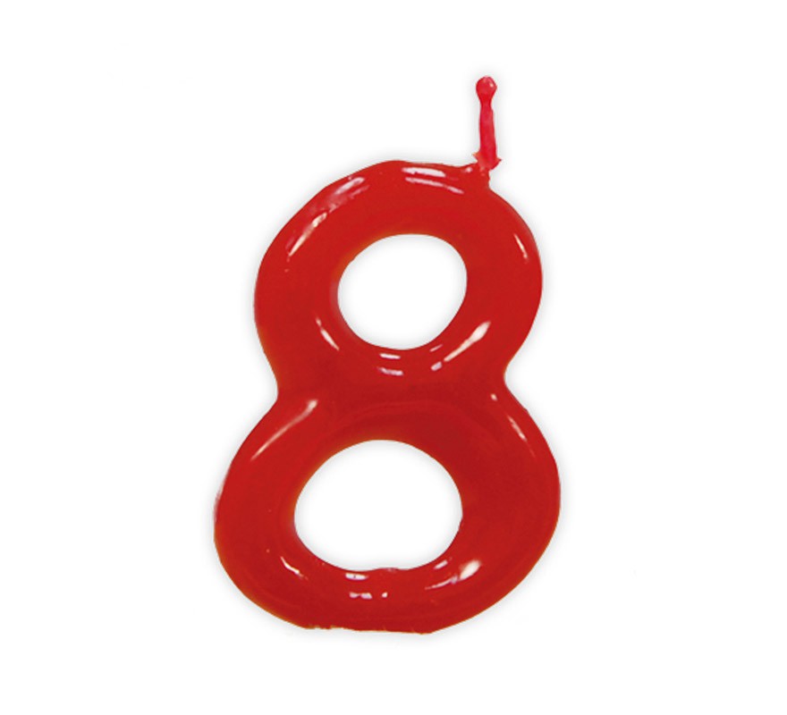Red candle with the number 8 for birthday