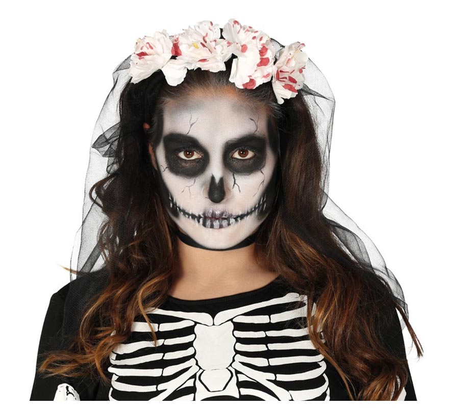 Véu com flores brancas