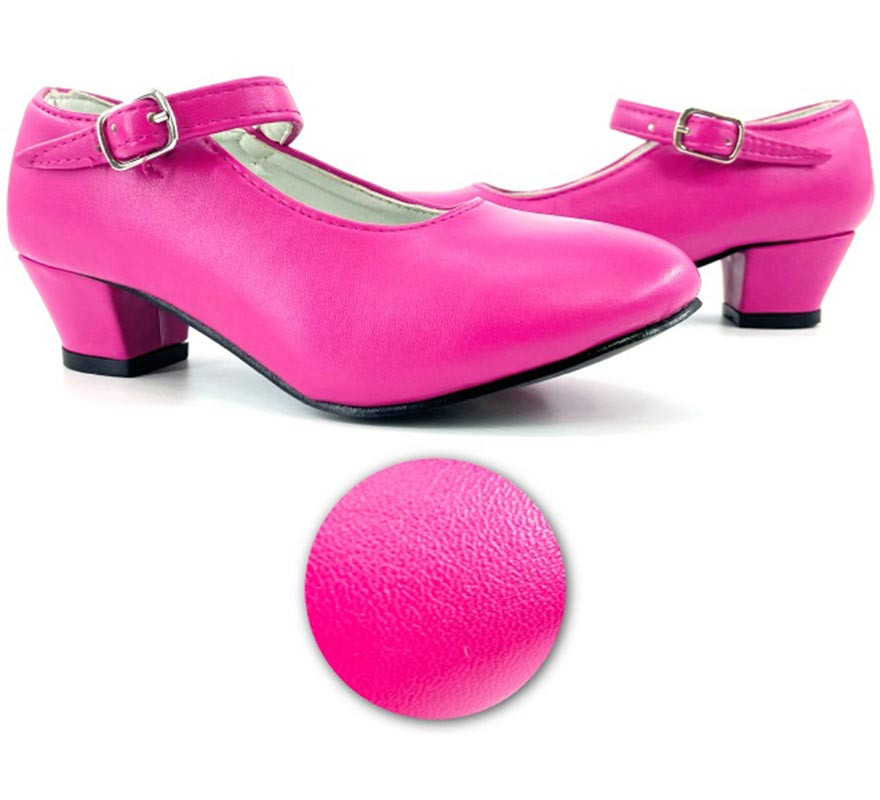 Sevillana shoe with Fuchsia heel in numbers from 22 to 41